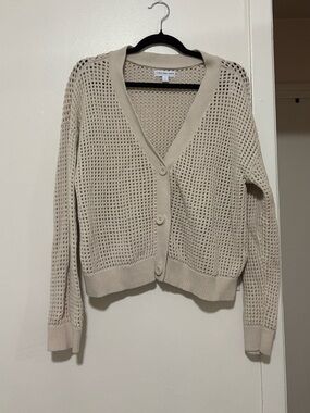 Calvin Klein Jeans Open Knit Crochet 100% Cotton Cardigan